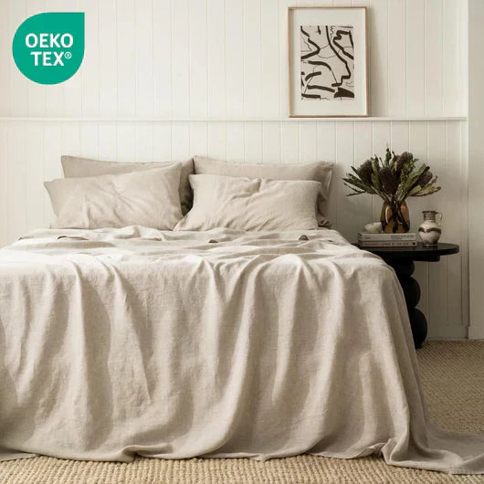 Completo letto in lino naturale al 100% Oeko-Tex®